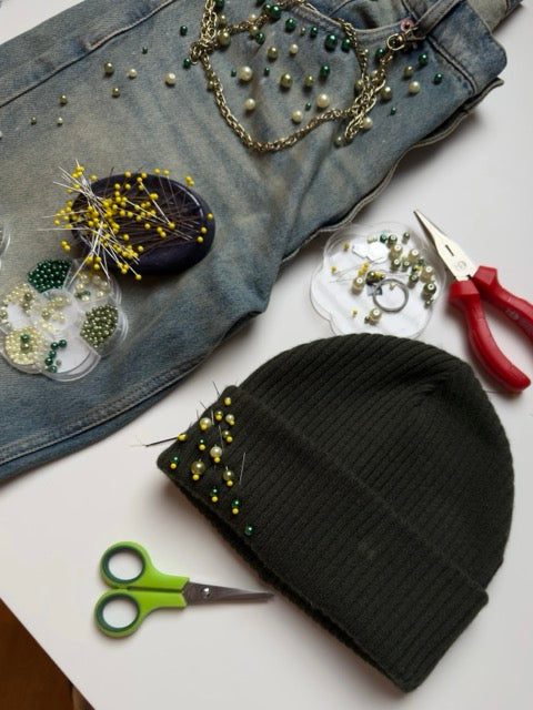 Custom "Peso" Pearl Denim + Beanie