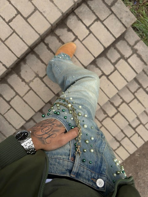 Custom "Peso" Pearl Denim + Beanie