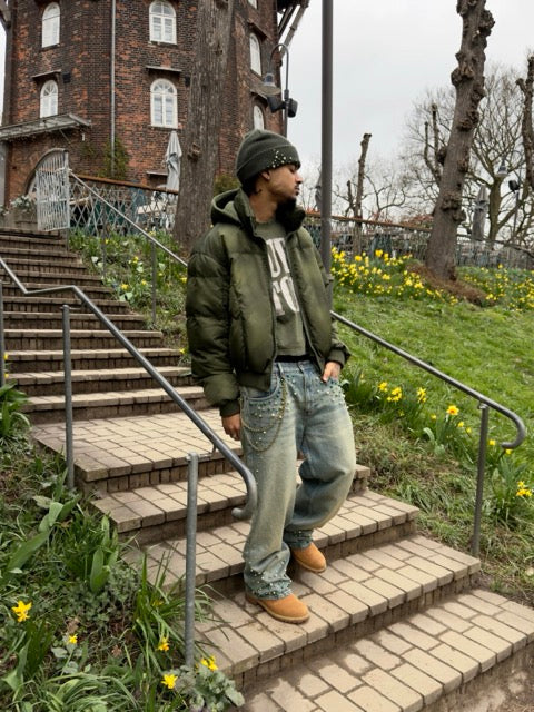 Custom "Peso" Pearl Denim + Beanie